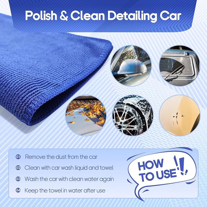 2PCS Clay Towel Auto Detailing, Clay Bar Towel Cloth Auto Detailing for Car (12 x 12 in) (Blue)