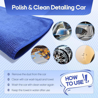 2PCS Clay Towel Auto Detailing, Clay Bar Towel Cloth Auto Detailing for Car (12 x 12 in) (Blue)