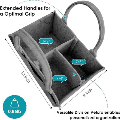 Cute Castle 2 Pack Diaper Caddy Organizer - Portable Baby Caddy Organizer with Handle, Nursery Storage Bin and Car Organizer for Girls, Boys - Baby Gift Basket - Dark Grey