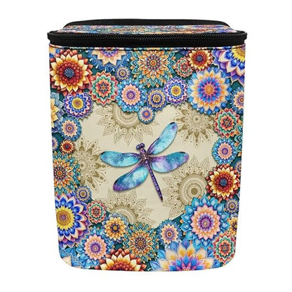 BIGCARJOB Lotus Dragonfly Car Trash Can Multipurpose Car Garbage Bin with Adjustable Straps,Women Trash Bags Can Organizer Storage for Front Back Seat Accessories