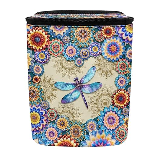 BIGCARJOB Lotus Dragonfly Car Trash Can Multipurpose Car Garbage Bin with Adjustable Straps,Women Trash Bags Can Organizer Storage for Front Back Seat Accessories