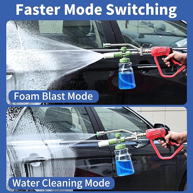 FENG PAI Foam Cannon Dual-Connector Accessory, Pressure Washer Double Tip Attachment for Soap Cannon with 7PCS Pressure Washer Sprayer Nozzles for Car Wash,1/4" Quick Connect, Without Foam Cannon