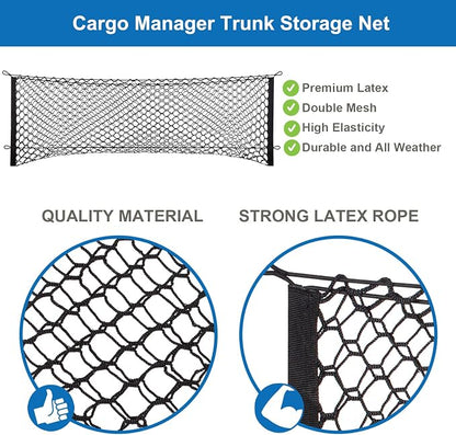 Cargo Net for Pickup Bed, Fit for Ford F150/F250, Chevy Silverado, GMC Sierra, 18"x50" Heavy Duty Elastic Cargo Organizer