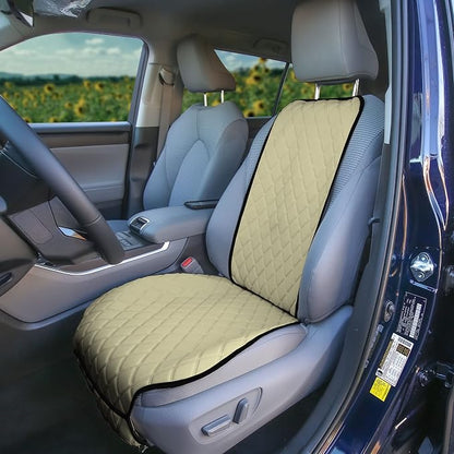 FH Group Car Seat Cushion – Neosupreme Single Front Seat Cover with Front Pockets, Airbag Compatible, Universal Fit Car Seat Cushion for Driver or Passenger Seat, SUV, Truck, Sedan & Van – Beige