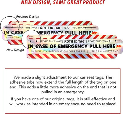 Emergency Contact Identification System for Car Seats, Booster Seats, Baby Gear | Original ROTH ID TAG Kit (2 Tags)