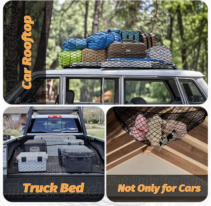 Cargo Net for Pickup Truck Bed - Cargo Nets for Trailer Boat 4'x4' to 8'x8' Truck Beds Netting - Automotive Cargo Net with 6 Hooks