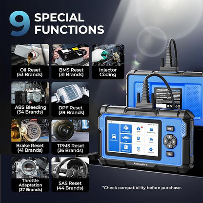 OBD2 Scanner TOPDON AD600S Scan Tool, Code Reader, Diagnostics Scanner for ABS/SRS/AT/Engine, 9 Reset Services, CAN-FD, Oil/Brake/BMS/SAS/DPF/TPMS/ETS Reset/ABS Bleeding/Injector Coding, Free Upgrade