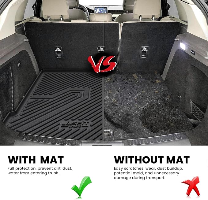 LASFIT Cargo Mat for Lincoln Corsair 2026 2025 2024 2023 2022 2021 2020, All Weather TPE Trunk Mat Custom Fit Cargo Liner Front & Rear Trunk Liner, Black, Easy to Clean