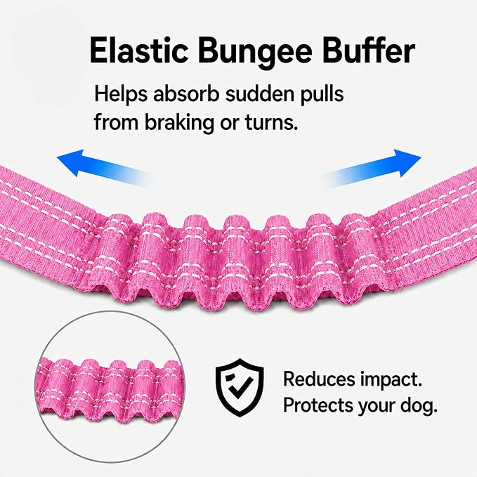 Dog Seat Belt 2Pcs, Retractable Pet Car Harness, Adjustable Dog SeatBelts for Vehicle, Nylon Pet Safety with Elastic Bungee
