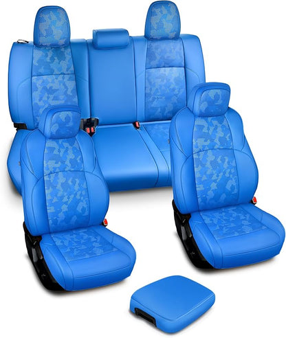 Carlimeki Leather Seat Covers Custom Fit for Tacoma Gen 4th (2024-2026) Double Cab, for SR, SR5, TRD PreRunner, TRD Sport, TRD Off-Road, Limited, Trailhunter - Armrest Covers Included - Fully Covered