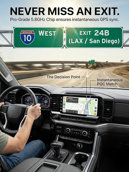 2-in-1 Wireless CarPlay Android Auto Adapter, 5.8GHz Wireless Adapter for Factory Wired CarPlay/Android Auto Cars, USB-A/USB-C, Mini Compact Design