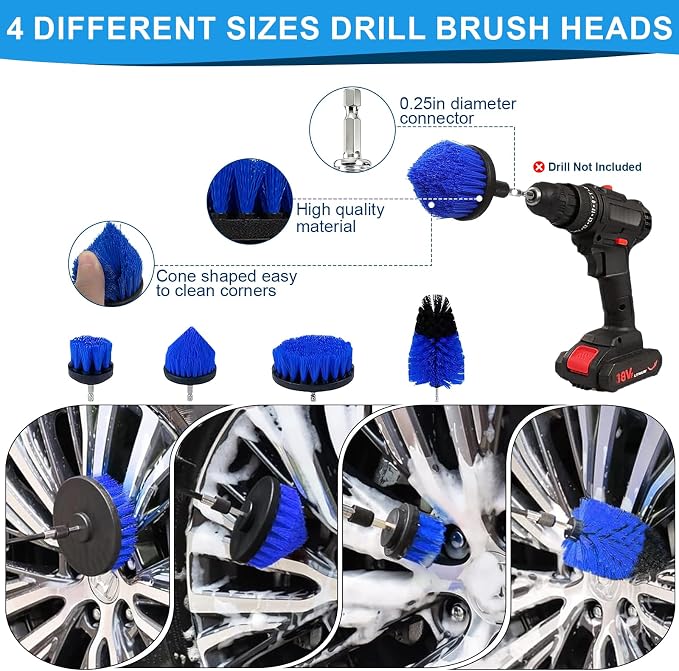 26PCS Car Detailing Kit, Car Detailing Brush Set, Car Cleaning Kit, Auto Detailing Tools for Interior Exterior Wheels, Professional Car Wash Accessories with Windshield Cleaning Tool and Storage Bag