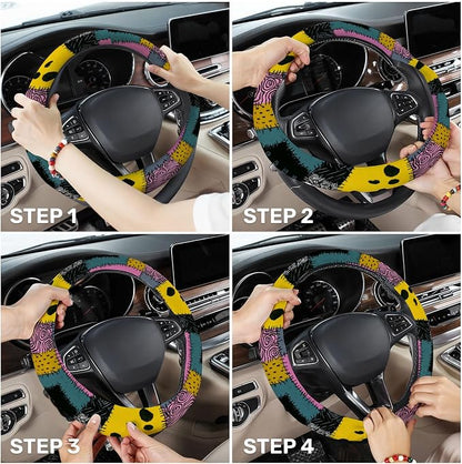 GENANY Nightmare Rag Doll Steering Wheel Cover, Non Slip Polyester Car Wheel Protector for Car SUV Truck, Universal 15 Inch