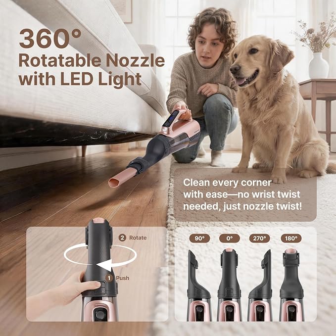 Shop-Vac S3 20V Handheld Vacuum Cordless, Rotatable Nozzle, Dual-Speed Powerful Portable Car Vacuum Rechargeable, Wall-Mounted Lightweight Hand Vacuum for Home & Car, LED, HEPA Filter, Champagne Gold