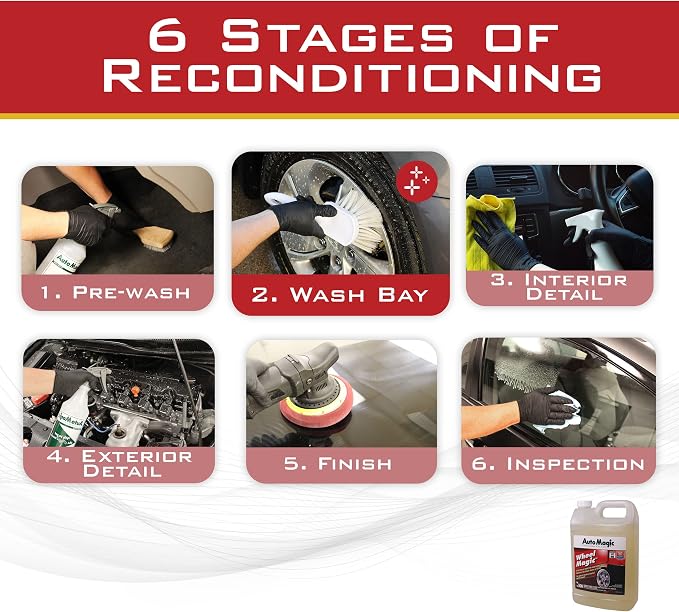 Auto Magic Wheel Magic Professional Rim Cleaner & Tire Cleaner – Heavy-Duty Acid-Free Spray, VOC Compliant, Body Shop Safe – Removes Brake Dust and Road Grime From OEM Wheels