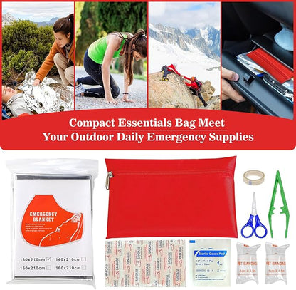 Car Emergency Roadside Kit,Vehicles Truck Road Side Safety Tool Kit with Air Compressor,Women Men Auto Winter Essentials Assistance Survival Kit with Jumper Cables First Aid Kit Blanket Shovel