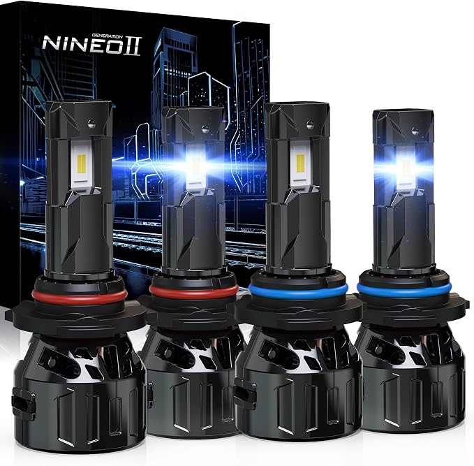 NINEO 9005 9006 Fog Light Bulbs Combo, [2025 Upgrade] 9005+9006 Driving Light 600% Brighter, Fan-Cooled, No Flicker, Driving or Fog Light, 4 Pack
