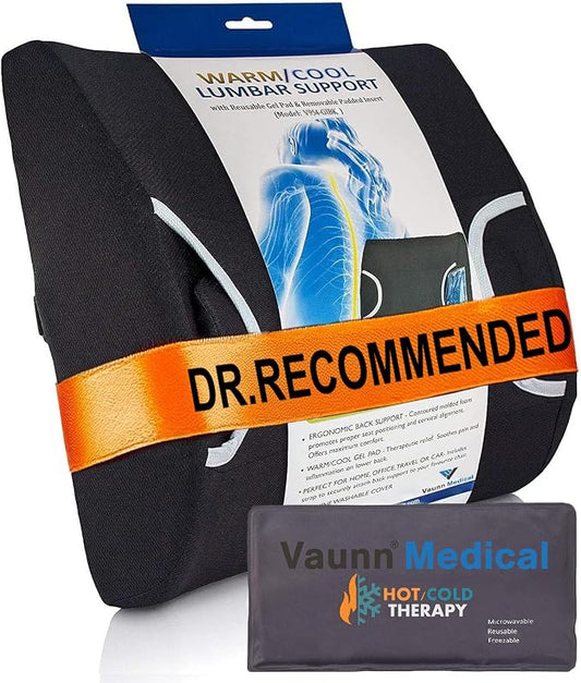 Vaunn Medical Seat Cushion, Lumbar Back Support Pillow for Office Chair with Removable Firm Insert