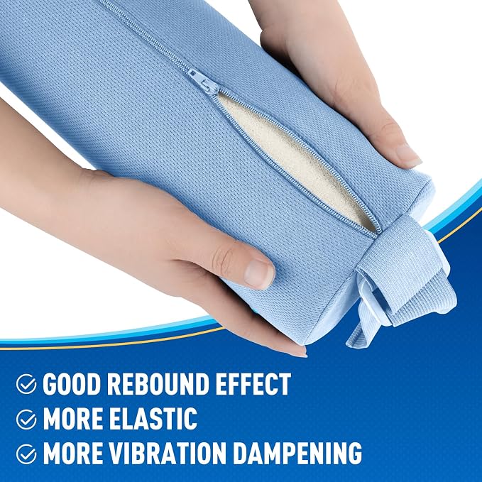 Lumbar Roll Support Pillow for Office Chair, Car, Gaming Chair, Memory Foam Back Cushion with Washable Cover for Relieving Back Pain & Improving Posture,Light Blue