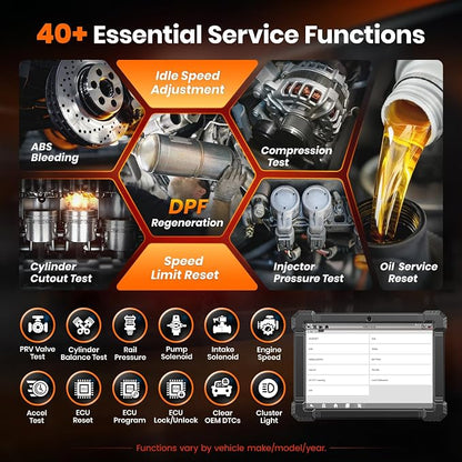 ANCEL X7HD PRO 10.1'' Heavy Duty Truck Scanner, Full-System Diesel Diagnostic Tool with DPF Regen, 42+ Reset, Bi-Directional and Active Test, ECU Coding, HDOBD/OBD2 Scanner for Diesel Trucks - Grey