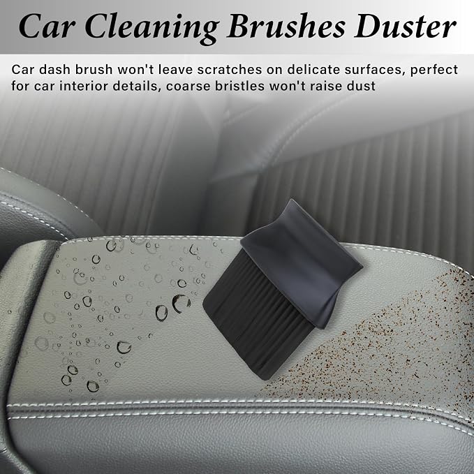 Car Interior Brush, Automotive Interior Dusting Brush, Car Accessories Interior Cleaning Brush,Detailing Brush Dusting for Car Interior, Dashboard, Air Conditioner Vents, Leather, Computer (Black)