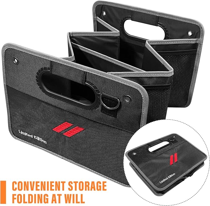 Car Trunk Organizer, Trunk Storage Box with Handle For Dodge Charger Challenger Durango, Collapsible 2 Compartment Automotive Storage Box, Waterproof Oxford Polyester Travel Accessories (B)