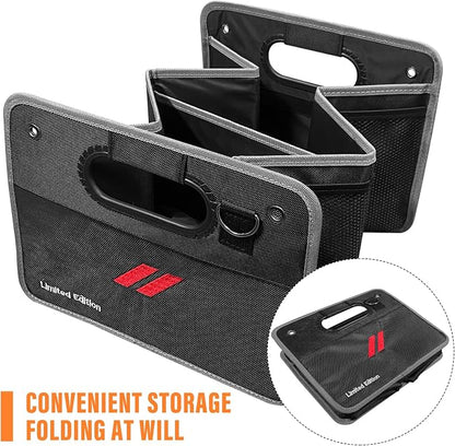 Car Trunk Organizer, Trunk Storage Box with Handle For Dodge Charger Challenger Durango, Collapsible 2 Compartment Automotive Storage Box, Waterproof Oxford Polyester Travel Accessories (B)