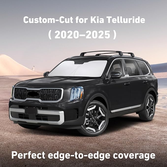 EcoNour Windshield Sunshade Compatible for Kia Telluride 2020-2023 2024 2025, Sun Visor for Front Windshield & Window Sun Shade Cover, UV Heat Blocker & Protector, Car Accessories