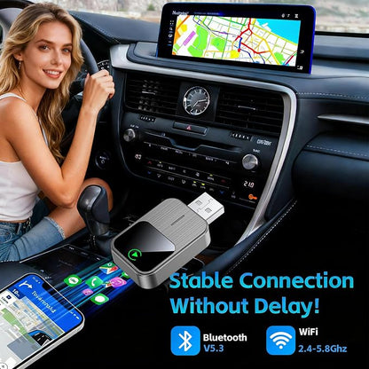 Wireless CarPlay Adapter for iPhone - Wired to Wireless CarPlay,Plug & Play,Fast & Stable Connection,Mini USB & Reset Button,Compatible with Cars 2016+ (iOS Only)