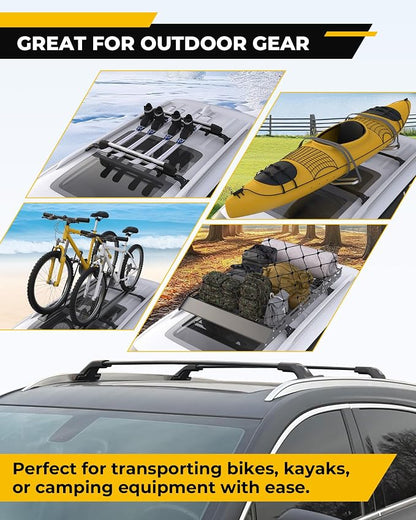 265LBS Lockable Cross Bars Roof Rack Fit for Cadillac XT6 2020-2025 & XT4 2019-2025 Aluminum Crossbars Cargo Bar Luggage Baggage Carrier Rooftop Accessories, for Storage Bag Kayak Snowboard Canoe Bike