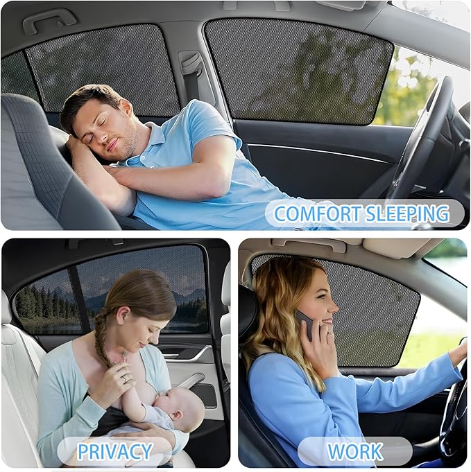 XCBYT Car Window Shades - 4 Pack 2018-2024 Toyota Camry Sunshade Side Window Sun Shade with Breathable Mesh, Insulate Heat and UV Rays, Protect Privacy, Safe Driving for Sleep Camping Breastfeeding