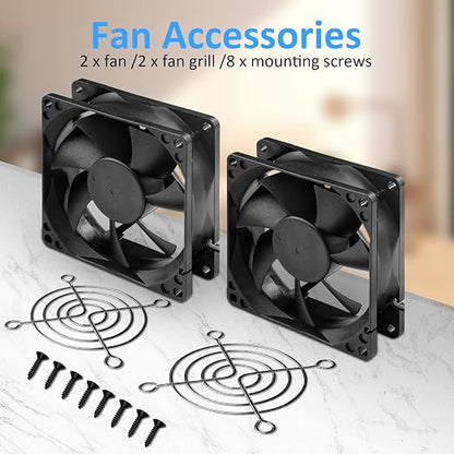 80mm 3.15inch 8025 12V DC High-Performance 2-Pin XH2.54 Cooling Fan for PC Power Supply/Electronics Cooling 2-Pack