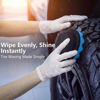 6 Pack Large Tire Shine Applicator Pad - Hex Grip Tire Applicator Sponge,Reusable Foam Sponge Tool for Car,Ideal for Applying Tire Shine & Tire Cleaner After Car Wash,Car Cleaning (Blue, 6 Pack)