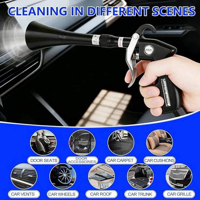 Car Cleaning Gun Detailing Interior Dryer Air Blow Gun, High Pressure Blower Gun, Car Detailing Kit for Quickly Blasting Dirt and Dust Works, Car Detailing Tools with Air Compressor