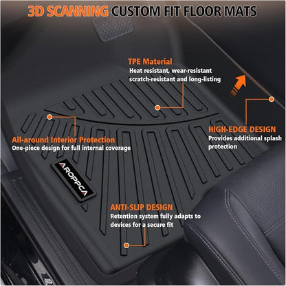 All Weather Car Floor Mats for 2007-2013 Chevy Silverado/GMC Sierra 1500 Crew Cab, 2007-2014 Silverado/Sierra 2500/3500 HD Crew Cab,TPE Rubber Floor Liners Automotive Mats for Silverado Accessories