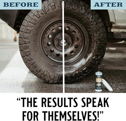 Blue Suede Tire Shine with Protect Shield Formula™ – Tire Dressing for Smooth Medium Shine & UV Protection, No Sling, Petroleum-Free, Dry-to-Touch