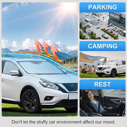Custom Fit Windshield Sun Shade for Nissan Murano 2015-2024 | Custom Fit Windshield Cover, Blocks UV Rays, Double-Layer Heat Shield, Durable Frame, Easy Fold & Storage