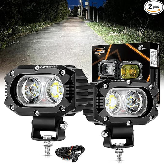 Auxbeam 4In LED Offroad Light for Truck, 60W LED Driving Pod Lights Super Flood Beam 2Pcs Led Pods A-Pillars Bumper Offroad Lights Automotive Light Bar IP68 Waterproof for Jeep Motorcycle SUV Trucks