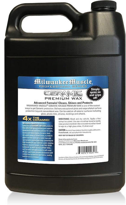 Ceramic Car Wax Gallon (128 Fl Oz) - 4X The Ceramic Coating - Advanced Hydrophobic Solution for Shine and Protection - Includes Free Empty Spray Bottle