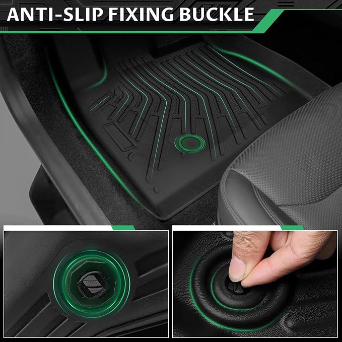 Floor Mats Full Set for Dodge Grand Caravan 2008-2021 & for Chrysler Town & Country 2008-2016(ONLY Stow'n Go), TPE All Weather Protection Custom Fit Floor Liners & Backrest Mat & Cargo Liner