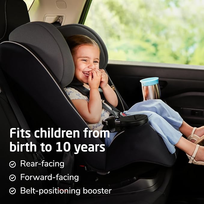 Maxi-Cosi Pria Max+ All-in-One Baby Convertible Car Seat, Rear Facing, Forward Facing Car Seat, Toddler Booster, Easy Latch Install, Magnetic Buckle, Adjustable Harness, Cup Holders, Sea Shadow