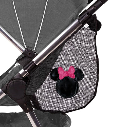 J.L. Childress Disney Baby Side Sling Stroller Cargo Net - Stroller Organizer Attachment for Storage, Mesh Bag for Baby Accessories, Universal Fit - Minnie Mouse