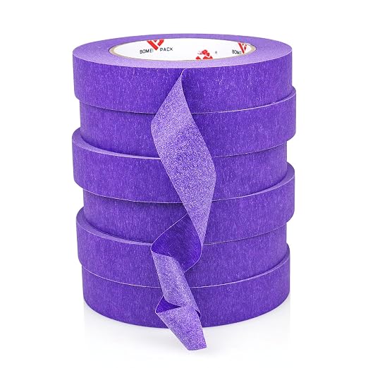 BOMEI PACK Purple Painters Tape,1" x 60 Yards x 6 Rolls (360 Yards Total) - Paint Tape for Walls Painting, Automotive, Labeling, DIY Crafting, Decoration and School Project