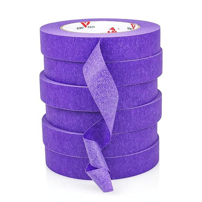 BOMEI PACK Purple Painters Tape,1" x 60 Yards x 6 Rolls (360 Yards Total) - Paint Tape for Walls Painting, Automotive, Labeling, DIY Crafting, Decoration and School Project