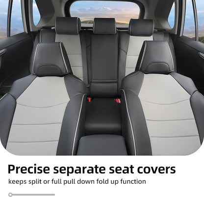Lolcar Rav4 Seat Covers Custom Fit for Toyota Rav4 (for Hybrid) 2019-2025 LE,XLE,XLE Premium,Limited,Woodland Edition, Leather Truck Seat Cover Full Set for SUV,Faux Leather(Black/Gray)