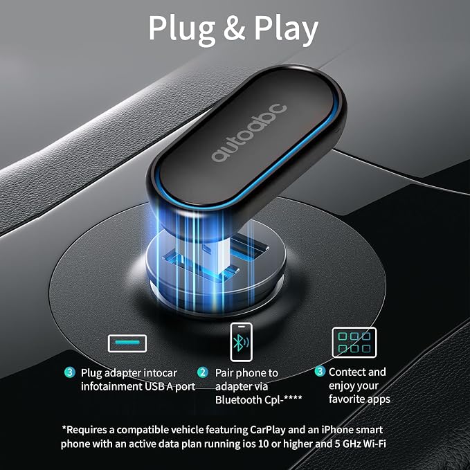 Wireless CarPlay/Android Auto 360 ° Rotation Mini Plug and Play Multicolour USB Dongle for OEM Wired CarPlay After 2016 Cars,Convert Wired to Wireless Keep Original Car Function