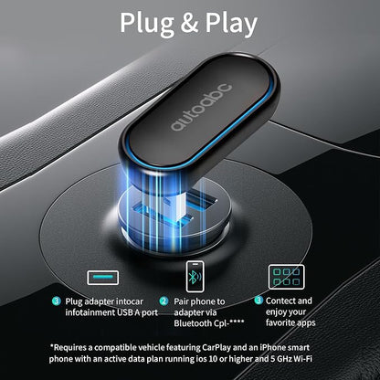 Wireless CarPlay/Android Auto 360 ° Rotation Mini Plug and Play Multicolour USB Dongle for OEM Wired CarPlay After 2016 Cars,Convert Wired to Wireless Keep Original Car Function