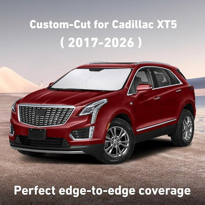 EcoNour Windshield Sunshade Compatible for Cadillac XT5 2017-2023 2024 2025, Sun Visor for Front Windshield & Window Sun Shade Cover, UV Heat Blocker & Protector, Car Accessories