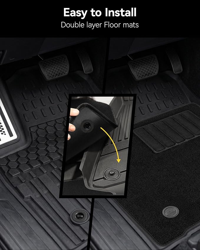 3W Floor Mats&Carpet for Toyota Tacoma 2024-2026 Double Cab Auto Tran(Not Fit Hybrid & XtraCab) with Metal Pedals, TPE All Weather Custom Fit Floor Liner for Tacoma TRD/SR/SR5/limited Car Liners.