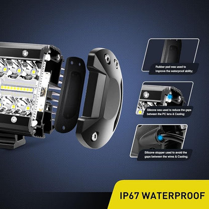 Nilight 20Pcs LED Pods 4Inch 60W Light Bar Flood Spot Combo Triple Row Driving Lamp Roof Bumper Off Road LED Work Lights Pods for Van Camper Wagon Car Pickup Golf Cart ATV UTV SUV Truck Boat 4x4